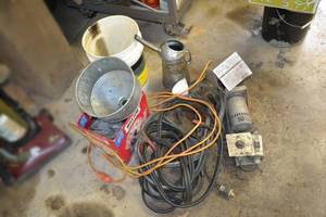 lot 265 image: Lot of Jumper Cables, Steel Funnels, Oil Can and More