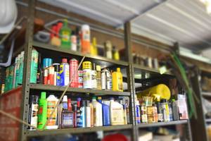 lot 275 image: (4) Shelves of Oils, Solvents and More