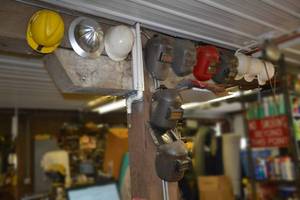 lot 290 image: Collection of Vintage Hard Hats and Welding Helmets