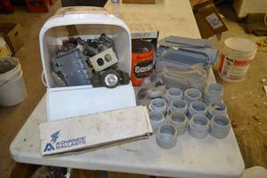 lot 305 image: Lot of Conduit Parts, Misc. Electrical Pieces, Lighting Ballast