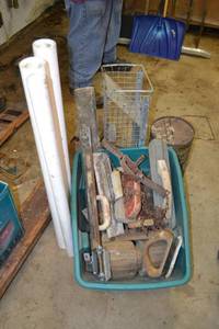 lot 337 image: Lot of Masonry Tools, Animal Traps, White Plastic Sheeting, and More