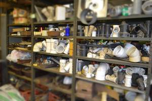 lot 379 image: Plumbing Lot - (9) Shelves of Copper Fittings, PVC Pipe Fittings and More