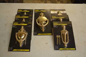 lot 448 image: (7) Stanley Solid Brass Door Knockers - Assorted Models
