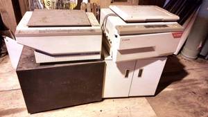 lot 203 image: (2) Copy Machines w Rolling Cabinets