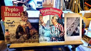 lot 26 image: (3) Pepto-Bismol and Kodak Cardboard Advertising