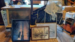 lot 227 image: (6) Assorted Framed Pictures and Frame