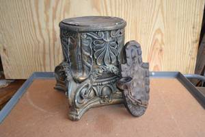 lot 84 image: Ceramic Pillar and Unique Medieval-Themed Candle Sconce