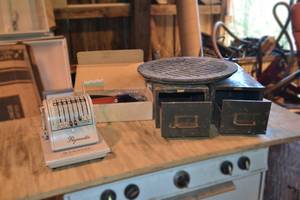 lot 149 image: Cast Iron Floor Grate 16-12 Diameter, Steel File Drawers, Paymaster and More