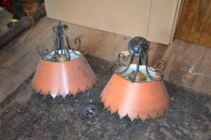 lot 238 image: (2) Vintage Hanging Metal Lights