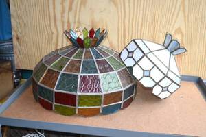 lot 244 image: 2 Stained Glass Lamp Shades