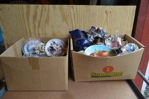 lot 245 image: Box of Collector Plates, Glasses, Cups, and Bells