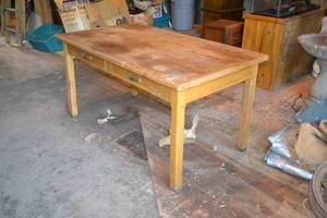 lot 252 image: Solid Wood Table with Drawers