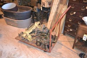 lot 4 image: Pile of Beam Trolleys and Warehouse Cart