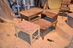 lot 402 image: (2) Wood End Tables and Bench