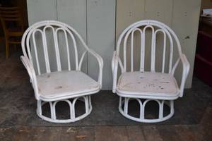 lot 48 image: Pair of Cane Swivel Chairs