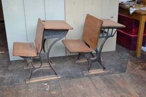 lot 50 image: Pair of Antique School Childrens Desks