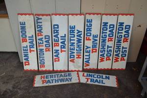 lot 71 image: 9 Hand Painted Boy Scout Camp Signs