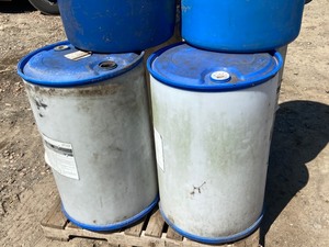 lot 10 image: Lot Of (6) 55-Gallon Plastic Barrels -- Used