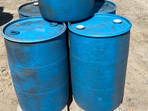 lot 11 image: Lot Of (6) 55-Gallon Plastic Barrels -- Used