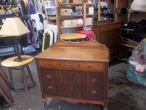 Antique 3-Drawer Dresser With Mirror 40x19x36-Mirror 35x37 High. Over 100 Years Old. Matches Lot# 8