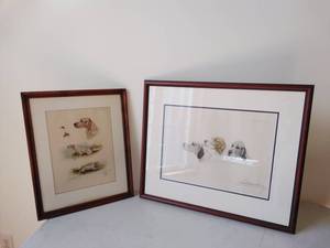 lot 36 image: Two Pieces of Framed Dog Artwork