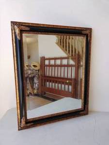lot 40 image: Black & Gold Framed Wall Mirror