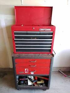 lot 9 image: Powr Kraft & Craftsman Tool Chests FULL of Tools