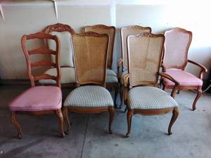 lot 12 image: Seven Mismatched Dining Chairs