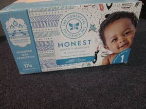 lot 61 image: Case of 80 Size 1 Honest Diapers...