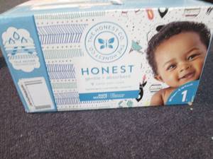 lot 62 image: Case of 80 Size 1 Honest Diapers...