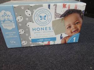 lot 77 image: Case of 80 Size 1 Honest Diapers...