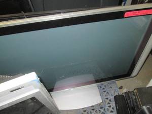 lot 201 image: 46 inch Hitachi TV- chip in screen...