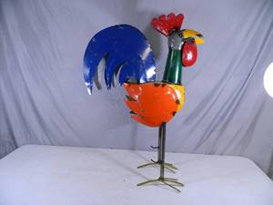 New Handmade Recycled Metal Garden Art - Large Rooster