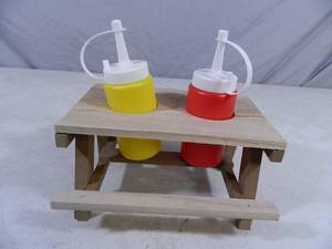 New Little Picnic Table Condiment Holder with Dispensers