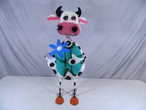 New Handmade Recycled Metal Garden Art Lareg Cow