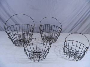 4 New Handmade Recycled Metal Garden Art Baskets