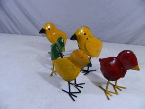 New Handmade Recycled Metal Garden Art 5 Piece Bird Family