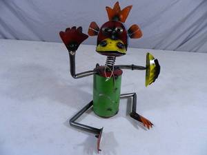 New Handmade Recycled Metal Garden Art Monkey