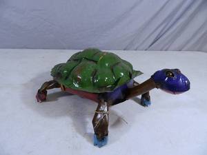 New Handmade Recycled Metal Garden Art Turtle