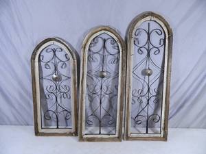 3 New Recycled Handmade Wooden Decorative Shabby Chic Windows
