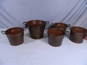 5 New Metal Rustic Farmhouse Bucket Planters