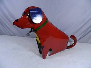 New Handmade Recycled Metal Garden Art Large Dog