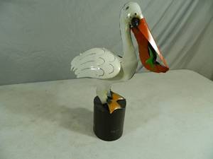 New Handmade Recycled Metal Garden Art Pelican