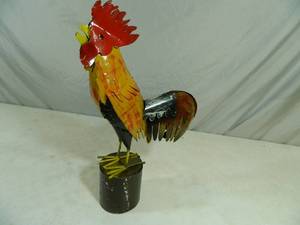 New Handmade Recycled Metal Garden Art Rooster