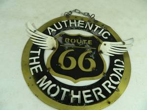 New Handmade Recycled Metal Garden Art Route 66 Sign
