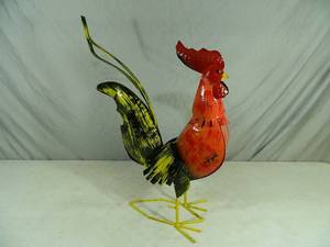 New Handmade Recycled Metal Garden Art Large Rooster