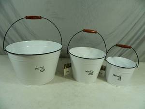 3 New Metal Milkhouse Bucket Planters