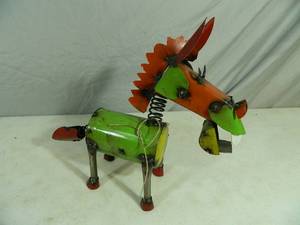 New Handmade Recycled Metal Garden Art Donkey  Horse