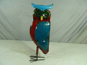 New Handmade Recycled Metal Garden Art Owl
