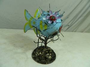 New Handmade Recycled Metal Garden Art Fish
